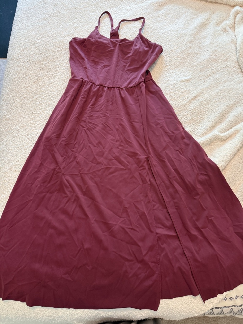 HALARA Burgundy Spaghetti Strap Maxi Dress